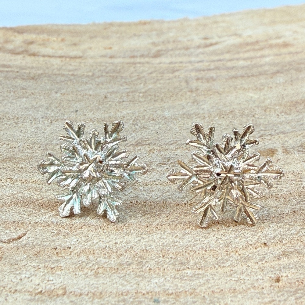 Vimar Sterling Silver Snowflake Stud Earrings Textured Winter Jewelry Snowflakes
